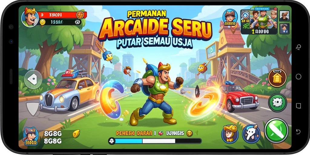 Screenshot gameplay 8G8G menampilkan level yang penuh warna dan tantangan.