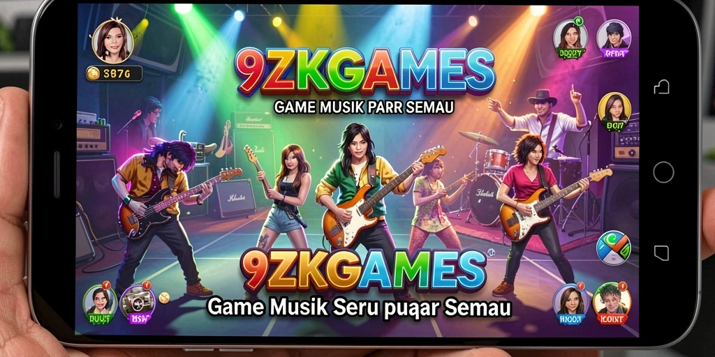 Tampilan screenshot utama 9ZKGAMES menampilkan gameplay yang seru dengan berbagai lagu.
