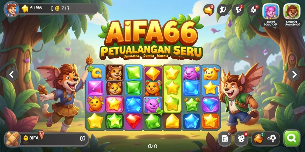 Screenshot gameplay AIFA66 yang menampilkan kombinasi Match-3 yang menarik.
