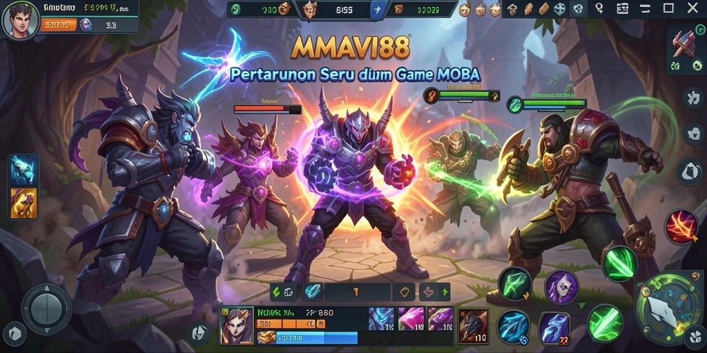 Tangkapan layar gameplay seru di AMAVI88 dengan aksi MOBA yang mendebarkan.