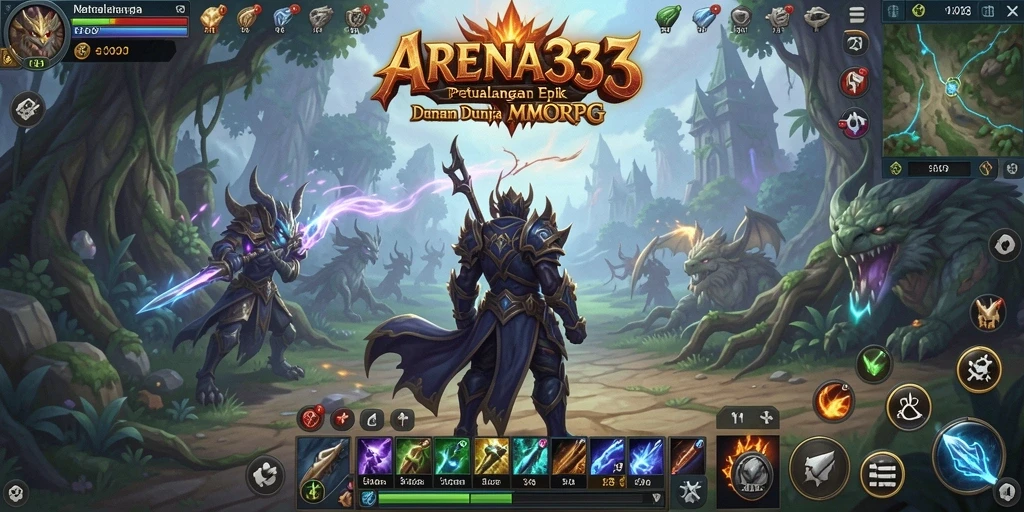Tangkapan layar gameplay ARENA333 menampilkan aksi seru di dunia MMORPG.