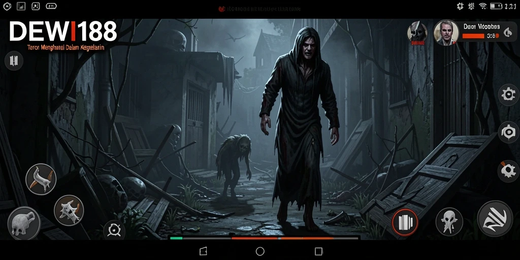 Tangkapan layar gameplay DEWI188 yang menampilkan ketegangan horor.