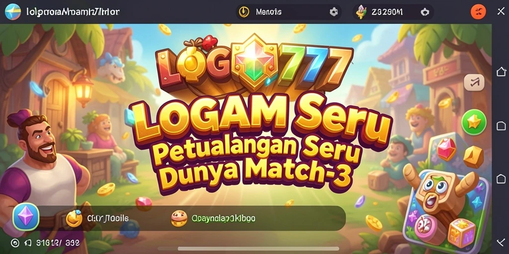 Gameplay LOGAM777 yang seru dan penuh warna dalam Match-3.