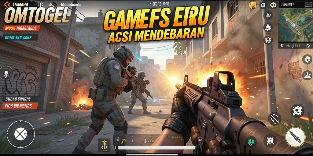 Tampilan gameplay seru OMTOGEL dengan aksi FPS yang mendebarkan.