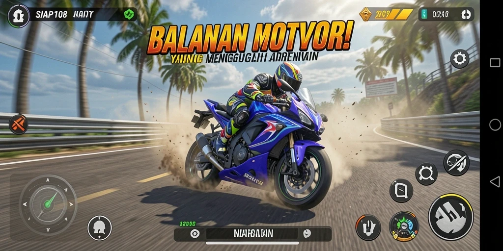 Tampilan gameplay mendebarkan dari game balapan motor SIAP108.