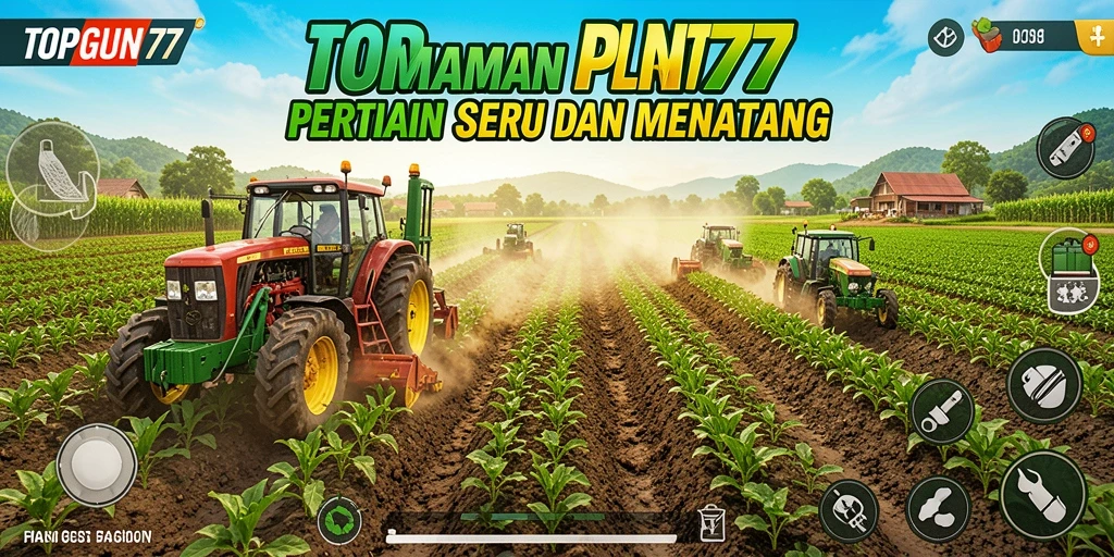 Screenshot gameplay <strong>TOPGUN77</strong> menampilkan ladang yang hidup dan beragam tanaman.