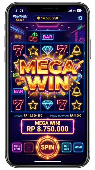 Tampilan antarmuka pengguna aplikasi funpari yang menarik.